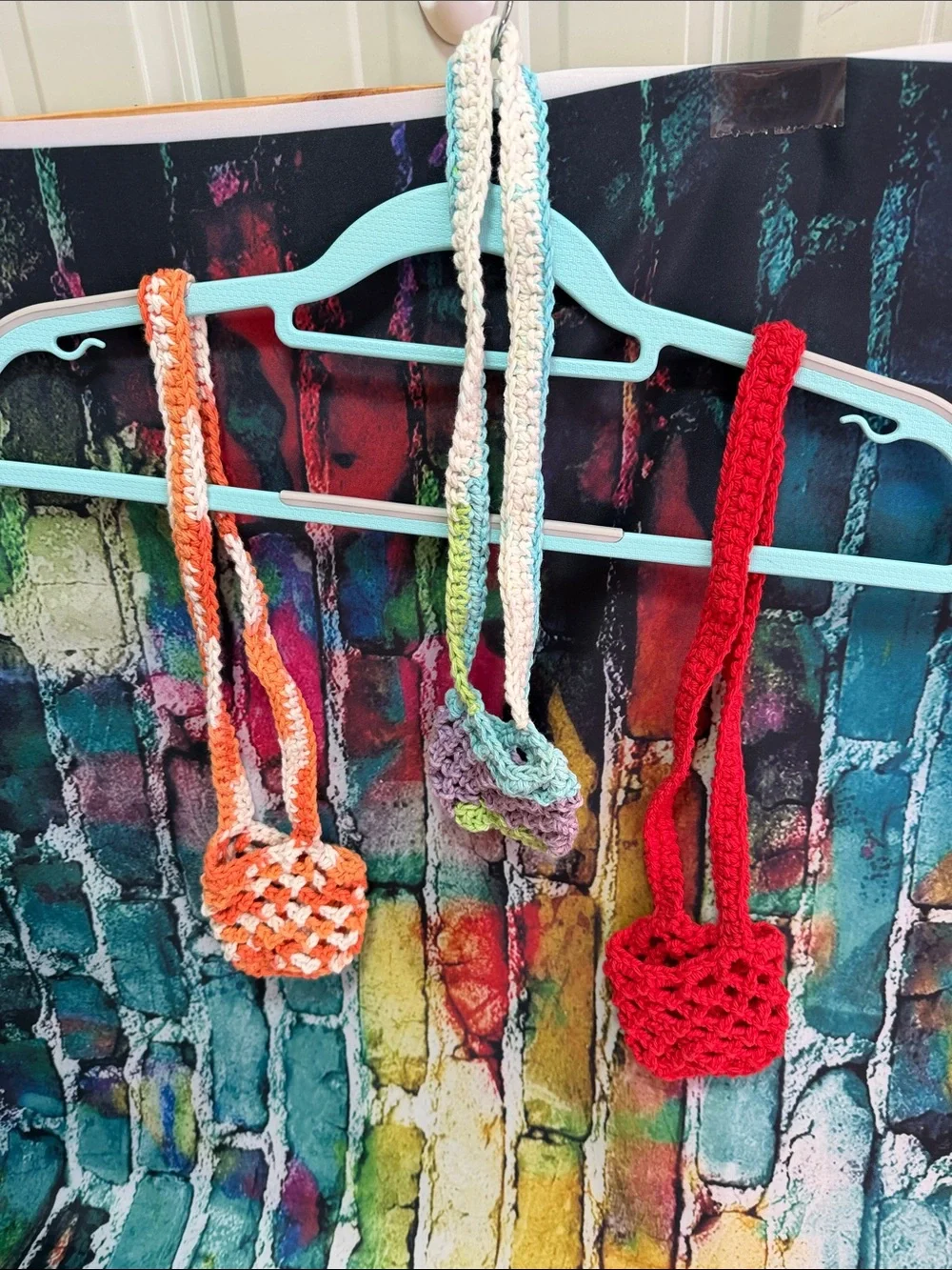 Handmade Crochet wine glass holders- Orange, Multicolor, Red